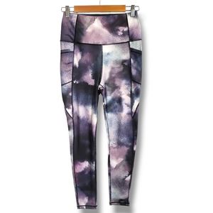 S2 Sportwear Grey & Purple Galaxy Marbled Leggings Size Medium